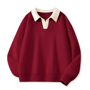 เสื้อสเวตเชิ้ตผู้หญิงแบบมีซับใน น้ำหนัก 320 กรัม คอปกติดกระดุม ผ้าถักกันหด พิมพ์ลายด้านหน้าตามสั่ง สำหรับฤดูใบไม้ร่วงและฤดูหนาว คุณภาพสูง - Product Image 5