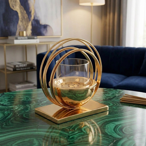 Ensemble de brûleurs à bakhoor géométriques chics avec anneaux polis et coupelles en acrylique, parfait pour la décoration aromatique contemporaine et les cadeaux festifs - Product Image 2