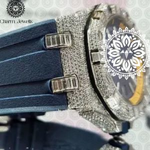 Montre de Luxe Charm Jewells en Acier Inoxydable, Boîtier 40mm, Verre Mécanique Lumineux, Style Hip Hop Élégant, Bracelet Unisexe 20mm, Étanchéité 10 Bar - Product Image 3