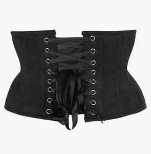 Wholesale OEM Customizable Black Da2ll Satin Curvy Front Steel Buck Steel Boned Waist Cincher Corset Lined 100%Cotton Twill lini - Product Image 3