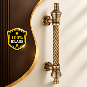 REETA Matte Antique Brass Twisted Main <b>Door</b> & Glass <b>Door</b> <b>Handle</b> Long <b>Pull</b> Bar European Entry <b>Handle</b> - Product Image 4