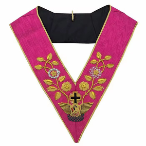 Collier d'officier maçonnique en gros, 18e degré, Rite écossais, Croix Rose, broderie à la main, collier de régalia maçonnique - Product Image 1