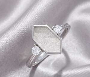 Anillo de Plata de Ley 925 con Bisel Hexagonal de 6x12mm para Guardar Leche Materna, Cenizas o Resina, Estilo Art Deco Vintage, Anillo en Blanco para DIY - Product Image 4