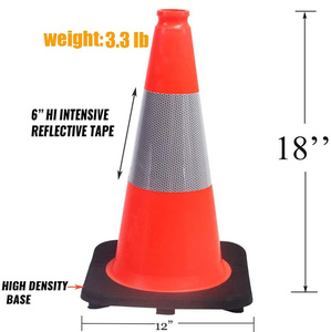 CITICITY 18 Inch Orange PVC Traffic Cones with Black Base, Reflective Safety Cones, Durable Construction Parking Cones for Roads - Product Image 1
