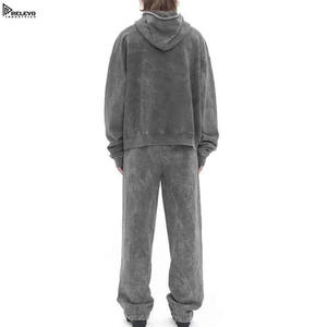 Conjunto Deportivo de Alta Calidad con Cierre de Cremallera, Estilo Francés, Lavado Ácido, para Hombre, Liso, 100% Algodón, Estilo Oversize - Product Image 6