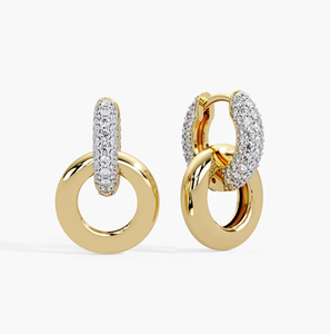 Pendientes de Mujer de Diseño de Lujo con Diamantes Cultivados en Laboratorio de Alta Calidad, Corte Brillante, Rellenos, Chapados en Oro de Alta Pureza, Certificados por IGI - Product Image 1