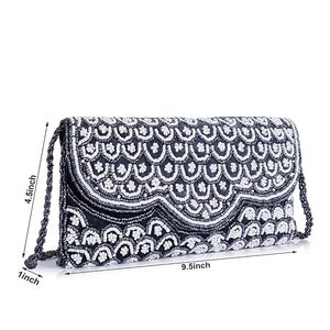 Bolso de Mano de Terciopelo Bordado a Mano para Mujer, Bolso de Fiesta Textil con Cuentas, Rectangular, para Noche o Boda, Personalizable - Product Image 4