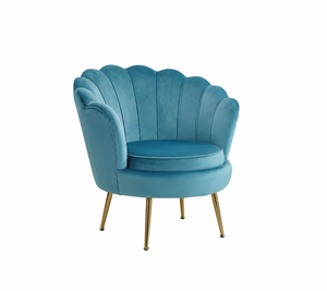 Premium Velvet Shell <b>Sofa</b> Chair with Upholstered Cushion and <b>Gold</b> Metal Frame Design - Product Image 1
