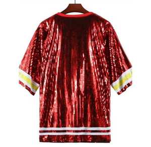 <b>Sequin</b> <b>T</b>-<b>Shirt</b> Men's Raglan Sleeve O-Neck Knitted Casual Red Regular Fit Front Logo 100% Cotton Animal Print Anti-Shrink - Product Image 2