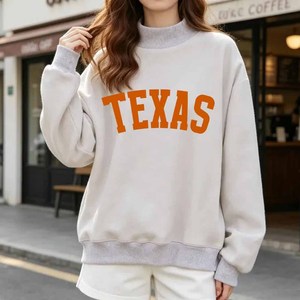 TEXAS Premium Heavyweight <b>Mock</b> <b>Neck</b> Sweatshirt Polka Dot Greek Apparel Chenille Letter - Product Image 1