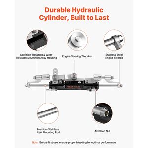 Kit Sistema di Sterzo Idraulico Marino per Imbarcazioni fino a 300 CV, Pompa Timone 6.9 MPa/1000 psi con Cilindro di Bloccaggio Bidirezionale - Product Image 4