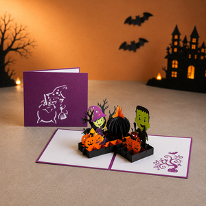 Carte de vœux 3D pop-up sur le thème d'Halloween, faite à la main, fabricant sur mesure pour papeterie artisanale en papier de qualité supérieure - Product Image 4