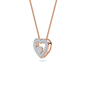 Collier pendentif romantique en diamant cultivé en laboratoire, double cœur, bijoux fins pour femmes, cadeau d'anniversaire - Product Image 2