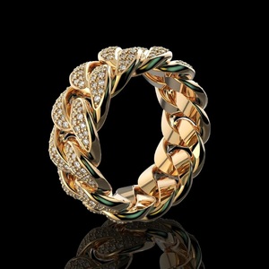 Anillo de Eslabones Cubanos con Diamantes de Moissanita VVS para Hombre, Chapado en Plata de Ley 925, Estilo Hip Hop, Anillo de Boda, Regalo para Él, Joyería Bling para Hombre - Product Image 4