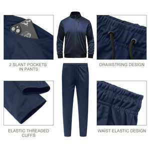 Ensemble de survêtement pour homme avec fermeture éclair, col montant, vêtements de sport, jogging, fitness, hiver, avec poches latérales doubles - Product Image 3