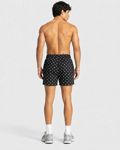 Shorts de plage personnalisés pour hommes, imprimé à pois, avec détails contrastés, en coton molletonné respirant de qualité supérieure, style streetwear, avec logo personnalisé, OEM - Product Image 2