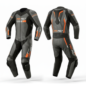 Combinaison de course en cuir pour moto, personnalisée avec le nom de la marque, équipement de protection respirant, armure intégrée, tenue de moto pour piste - Product Image 3