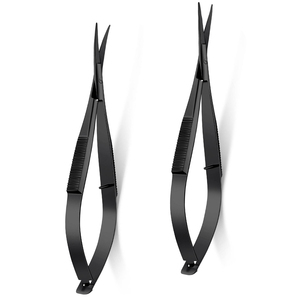 Ciseaux de précision noirs antidérapants en acier inoxydable pour sourcils et cils - Product Image 1
