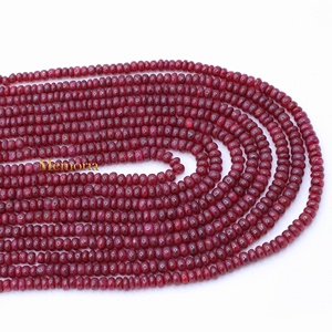 Perles de pierres précieuses en rubis rouge naturel facettées en forme de rondelle, 9 rangs, non traitées, non chauffées, pour la création de bijoux. - Product Image 4