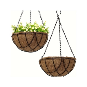 Panier suspendu mural de jardin en fonte robuste de 46 cm pour fleurs, mangeoire, cage à oiseaux pour oiseaux séchés et préservés, avec 3 anneaux de fixation en forme de S - Product Image 3