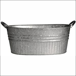 Wholesale Vintage <b>Galvanized</b> Metal Planter <b>Tub</b> Round Heavy Duty Rustic Indoor Outdoor Flower Pot with Handles Farmhouse Home - Product Image 2