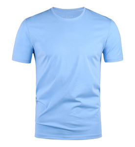 T-shirt personnalisé pour homme à col rond et manches courtes, 100 % coton, couleur unie, coupe décontractée, longueur standard, tricoté teint uni - Product Image 4