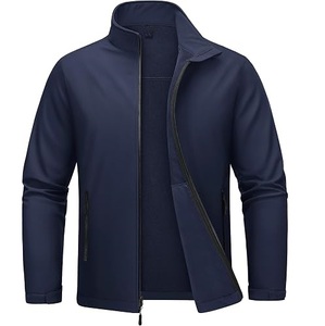 Veste Softshell d'extérieur coupe-vent respirante noire unie avec poche poitrine zippée, personnalisable OEM, très vendue - Product Image 2