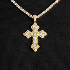 Silver Moissanite Medium Eternity <b>Cross</b> Pendant Yellow Tone Hip Hop Statement Necklace Luxury Jewelry <b>Charm</b> <b>cross</b> necklace - Product Image 4