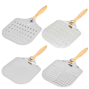 Pelle à pizza en métal perforé avec manche en bois, pelle à pizza professionnelle pour la cuisson au four et la préparation de pizzas - Product Image 4