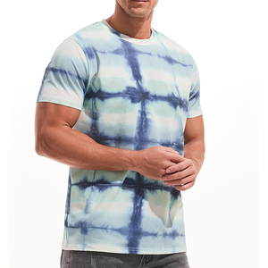 Men's Tie-Dye Short Sleeve T-<b>Shirt</b> O-Neck Regular Fit Knitted Casual Patterned Blue White Green - Product Image 2