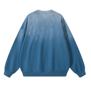 Wholesale Custom <b>Vintage</b> <b>Oversized</b> Dip Dye Knitted Pullover Crew Neck <b>Sweatshirt</b> Gradient Color Regular Sleeve Winter Style - Product Image 2