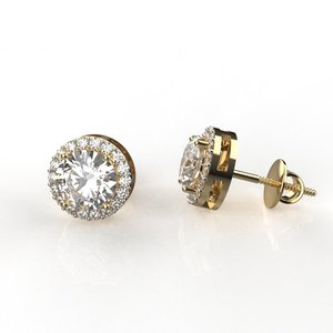 Classic 18K Gold Plated Diamond Stud <b>Earrings</b> Round Brilliant Cut Claw Setting Women's <b>Fine</b> Jewelry - Product Image 3