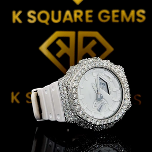 Montre de luxe de haute qualité VVS, quartz automatique analogique, boîtier en acier inoxydable, résistante à l'eau, avec diamants Moissanite, 41 mm, saphir - Product Image 1