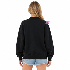 Sudadera de cuello alto negra de invierno para mujer con parche bordado de la bandera de Texas, estilo oversize, informal, 100% algodón polar, ecológica - Product Image 5