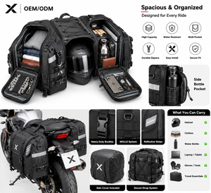 X Custom Waterproof Motorcycle Saddle Bags Oxford Pannier Luggage Tail Bags OEM ODM Motorcycle Touring Storage Bags - Product Image 3