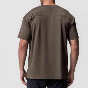 Camiseta de Cuello Redondo para Hombre, Color Verde Oliva Oscuro, Talla Grande, Manga Corta, Algodón, Informal, Verano, Moda, Lisa, con Logotipo Personalizado, OEM, ODM, Venta al Por Mayor - Product Image 2