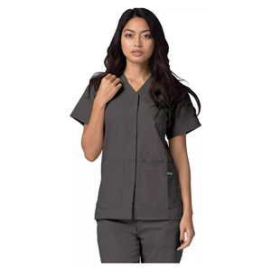 Ensembles de blouses médicales unisexes à col en V, manches courtes, couleur unie, mélange polyester-coton, tissu respirant, coupe décontractée, poches, usage hospitalier - Product Image 1