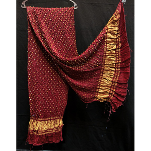 Dupatta de Seda Bandhani India con Diseño Moderno Antiarrugas para Bodas y Diwali - Product Image 1
