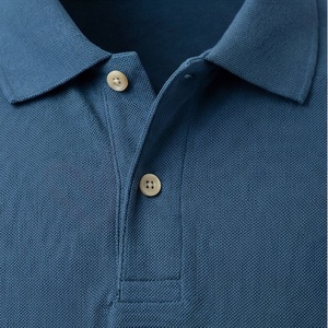 Men's Navy <b>Blue</b> Short Sleeve <b>Polo</b> <b>Shirt</b> Cotton Pique Knitted Casual Breathable Solid Design Regular Fit - Product Image 4