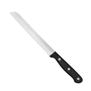 Couteau utilitaire dentelé de 6 pouces en acier inoxydable, lame tranchante, manche noir à triple rivet, multi-usages pour pain, sandwichs et découpe en cuisine - Product Image 3