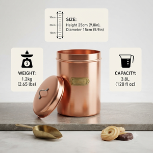 Pure Copper Kitchen Storage Canister with Lid Tea Coffee Sugar <b>Flour</b> <b>Container</b> Airtight Food Storage Jar Wholesale OEM ODM - Product Image 5