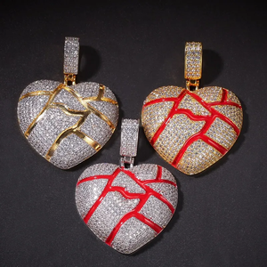 Women's Fine Fashion Jewelry <b>Necklace</b> Custom Gold Plated 925 <b>Silver</b> Moissanite Diamond Iced Romantic Heart Charms Pendants Party - Product Image 5