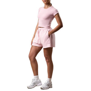 Shorts de course taille haute personnalisés pour femmes, légers, respirants, 100 % coton, coupe ajustée avec taille élastique et poches latérales - Product Image 3
