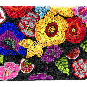 Bolso de Mano Tipo Sobre Multicolor Hecho a Mano, Completamente Adornado con Cuentas, de Seda, Plegable, Tamaño Personalizado, Base Negra, Duradero, Elegante, con Cierre Magnético, para Mujer - Product Image 3