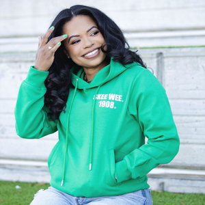 Sudadera con Capucha Verde Skee Wee Bordada en 3D para Mujer, Sudadera Premium con Diseño de Puntada en Relieve, Estilo Casual de Hermandad - Product Image 2