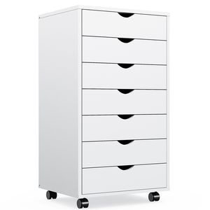 Organizer per cassettone in legno a 7 cassetti armadietti mobili con ruote per ufficio o cassettone - Product Image 1