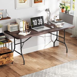 Tavolo Pieghevole da Esterno 6 Piedi - Piano in HDPE Effetto Legno, Chiusura di Sicurezza, Tavolo da Picnic e Campeggio - Capacità 350 libbre, Portatile e Stabile - Product Image 3