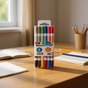 Pennarelli Bicolor Carioca, Confezione da 6, Punta Doppia, Inchiostro Permanente, Materiali Artistici per Scrittura su Carta - Product Image 3