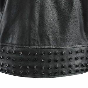 Dernière Collection – Blouson en Cuir Véritable Décontracté à Franges pour Femme – Veste Noire en Cuir Clouté pour Femme – Vente en Gros - Product Image 6