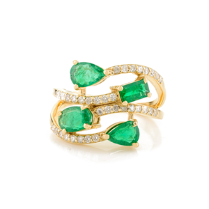 18K Art Deco Oval Emerald Diamond Cluster Ring VVS1 Clarity Engagement Ring - Product Image 1
